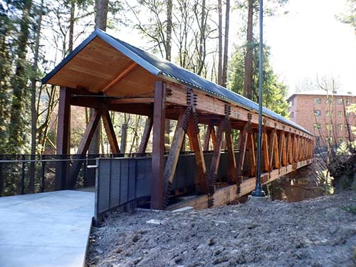 Covered Parallel Chord Bridge | Pedestrian Timber Bridge